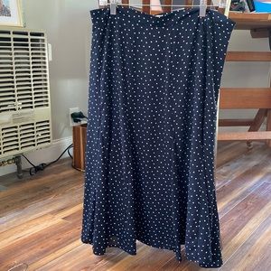 Navy and white polkadotted skirt